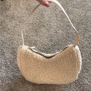 Cream Sherpa Shoulder Bag